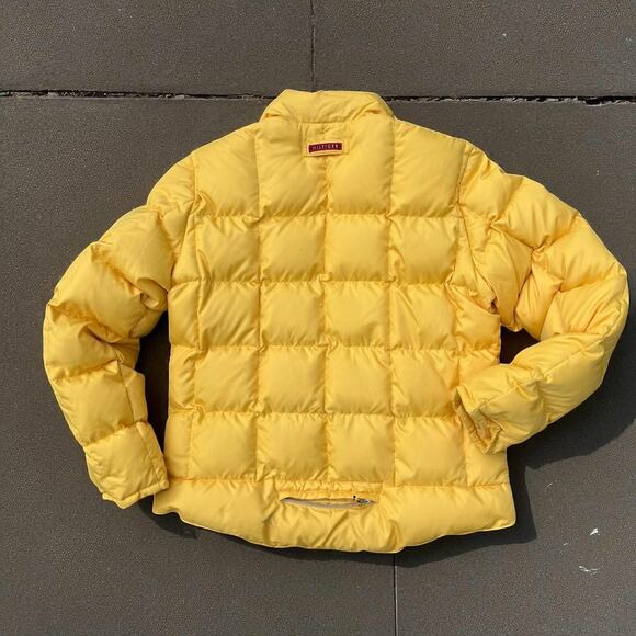 Vintage Y2K Tommy Hilfiger Jeans Yellow Puffer Coat Women's Size Medium Preppy - Picture 8 of 15